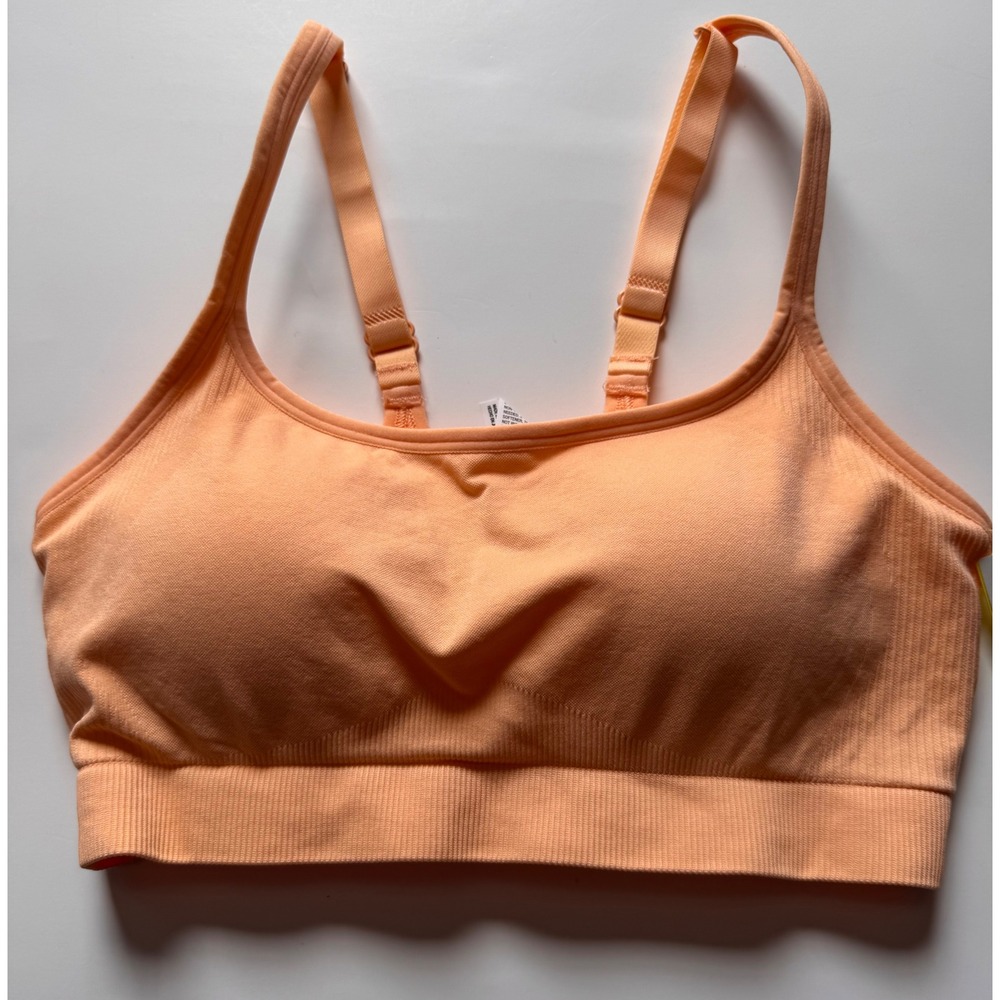 All in Motion Cami Sports Bra Melon Orange Light Support Seamless Large NWT
